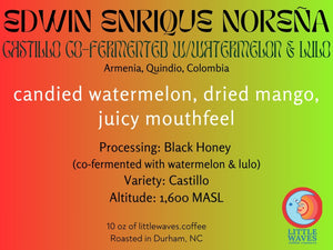 Edwin Enrique Noreña Castillo Black Honey Co-Fermented with Watermelon & Lulo - Colombia