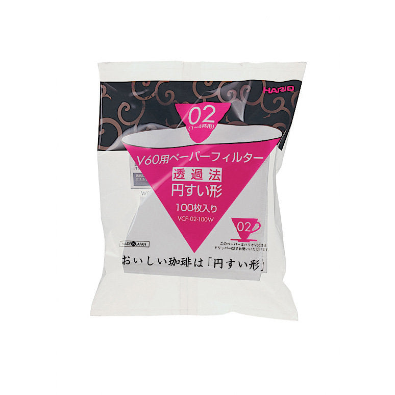 Hario V60 Filters for the 02 Dripper - White Paper - Pack of 100 (Tabbed)